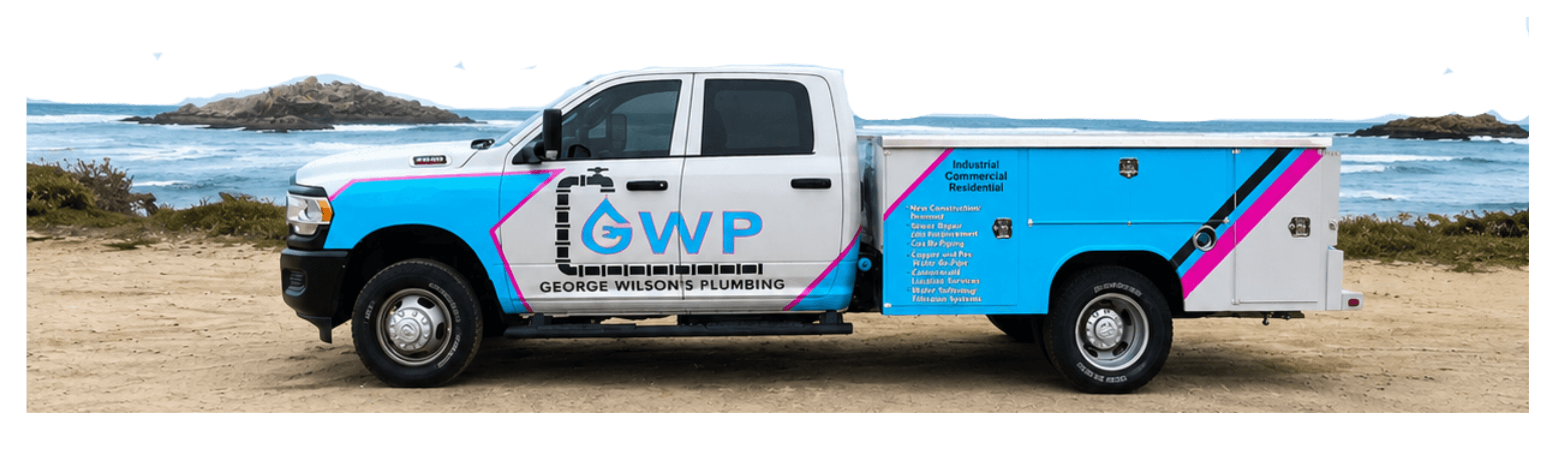 George Wilson's Plumbing truck at the Monterey coast