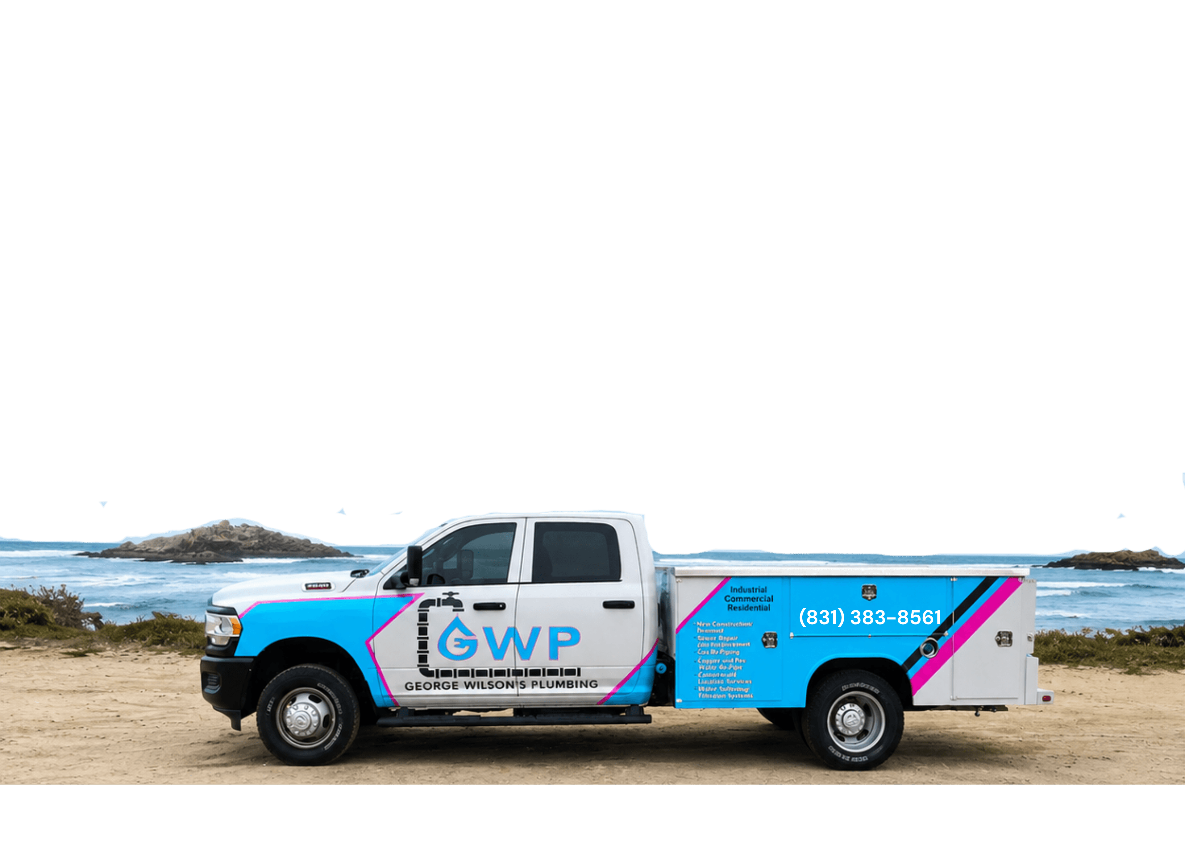 George Wilson's Plumbing truck at the Monterey coast